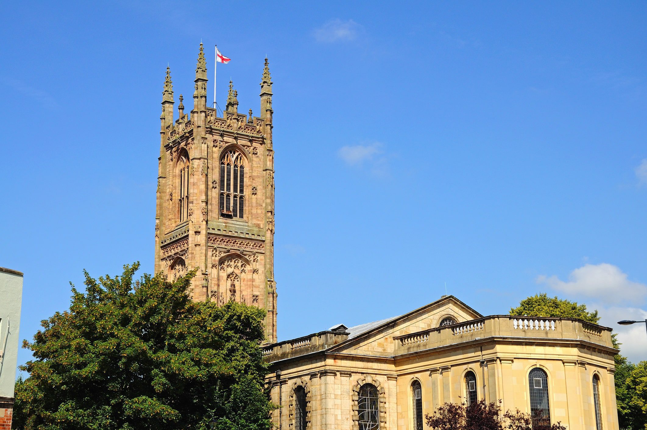 derby cathedral against blue sky